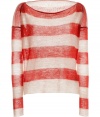 Ultra soft in alpaca, Burberry Brits striped pullover is a luxe choice for every season - Round neckline, raglan long sleeves, dropped shoulders, raw-finished trim - Fitted - Wear with a tissue tee, jeans and flats