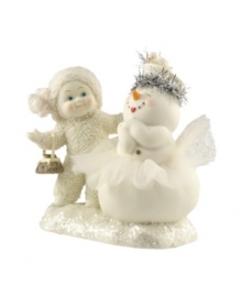 A true friend will always help you accessorize. Crafted of pure bisque porcelain, this precious figurine is hand-painted and continues the Snowbabies tradition of lasting childhood innocence and joy.