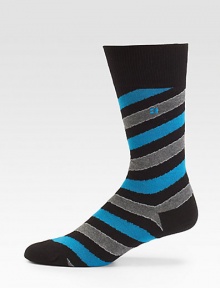 Add a dose of colorful energy to your professional attire with these comfortable, striped cotton-blend socks.Mid-calf height74% cotton/24% polyamide/2% elastaneMachine washImported