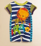 This sweet, colorful one-piece with adorable lion graphic will brighten up your little one's day.CrewneckShort sleeves with roll tab cuffsBack snapsCottonMachine washImported Please note: Number of snaps may vary depending on size ordered. 