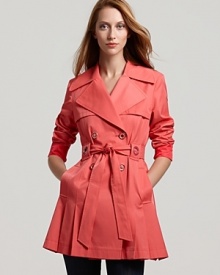 Pleating lends movement and feminine flair to this double-breasted trench from Via Spiga.