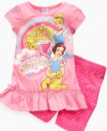 Princess pedigree. She'll feel like royalty when she's wearing her favorite characters on this tunic from Disney.