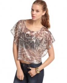 Almost Famous gives the crop top a glam makeover with sizzling sequins and an animal print!