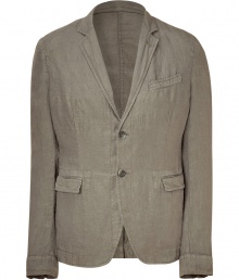 Add some pared-down cool to your day look with this stylish linen blazer from D&G Dolce & Gabbana - Notched collar, two-button closure, single chest pocket and two flap pockets at waist - Style with chinos, a cashmere pullover, and oxfords