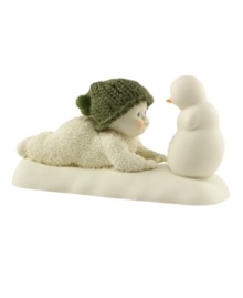 Crafted of pure bisque porcelain, this precious figurine is hand-painted and continues the Snowbabies tradition of lasting childhood innocence and joy. Fine knitted detailing enhances its lovable charm.