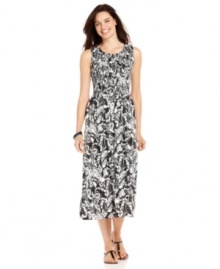 This printed midi dress from Elementz is a must-have for summer. A smocked bodice gives it a flattering shape, while lightweight fabric keeps it cool and breezy.