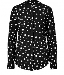 A punchy take on Sunos sumptuous prints, this dotted cotton shirt is a great way to add a playful twist to your look - Collarless neckline, raglan long sleeves, buttoned cuffs, covered button-down front metal zip at nape, shirttail hemline - Softly tailored fit - Wear with statement printed pants and sky-high heels