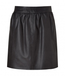 Stylish, lightly pleated skirt in supple, genuine leather - Chic, on-trend slate grey color - Banded waist and back zip - Slim, flattering cut hits above the knee - Ideal for both day and evening - Go for a casual look with a white button down or cashmere pullover and ballet flats - Dress up with a silk top, blazer and platform booties