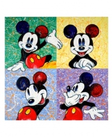 Mickey Mouse steals the spotlight, striking four silly poses in wall art that captures all the joy of Disney's lovable star. Four Square features Willardson's iconic splatter and drip on museum-grade canvas.