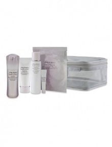 A brightening solution to target spots and promote a luminous, glowing complexion. This White Lucent Intensive Spot Targeting set includes: Full size White Lucent Intensive Spot Targeting Serum+, 1.7 oz. White Lucent Brightening Cleansing Foam, 2.5 oz. White Lucent Brightening Balancing Softener, 0.17 oz. White Lucent Brightening Eye Treatment, and one application of the White Lucent Intensive Brightening Mask.