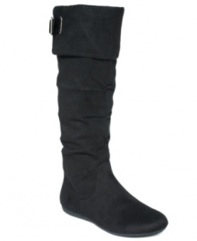 An ultra smooth upper adds a hint of luxury to the Benedetto over-the-knee boots by Rampage. Elastic gore at the back knee gives you a customized fit.