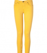 Stylish skinny jeans in fine,yellow cotton stretch blend - A chic standout from New York cult label Rag & Bone - Bold, abstract splash colour - Ultra-fitted, curve-hugging cut - Five pocket style with zip fly, button closure and belt loops - Pant crops at ankles - Pair with a solid, silk top or light cashmere pullover and ballet flats or platform pumps