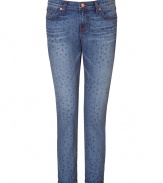 Channel the of-the-moment look with these whimsical star-printed cropped jeans from J Brand - Classic five-pocket styling, all-over star print, cropped silhouette, slim fit - Style with a billowy blouse, platform sandals, and a chain-detailed shoulder bag