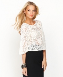 INC's cropped petite lace top makes an effortlessly chic top layer for all your favorite tanks and camis.