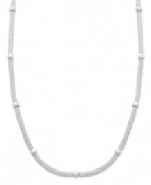 A simple, beaded silhouette creates a sophisticated look. Giani Bernini's sterling silver necklace features a mesh chain and petite beaded stations. Approximate length: 18 inches.