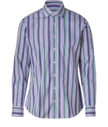 Playful and chic with its bright striping, Etros cotton button-down lends a characteristic fun edge to any outfit - Cutaway collar, long sleeves, buttoned cuffs, button-down front, shirttail hemline - Modern slim fit - Wear with a bright leather belt, tailored trousers and loafers