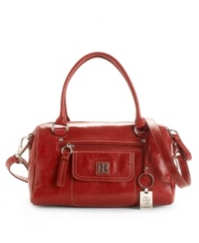 The glazed finish on Giani Berning's satchel purse shines, adding polish to any look, day or night.