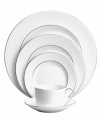 At once classic and contemporary, the Blanc sur Blanc dinnerware set by Vera Wang and Wedgwood marries white bone china with a textured matte border and polished platinum finish. Place settings for four elevate every occasion with understated grace.