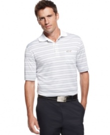 Breaking a sweat has never felt so good in this Greg Norman for Tasso Elba performance polo. Featuring PlayDry® technology, this golf shirt guarantees increased comfort and cooling.