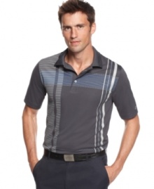 Tee time! Get ready for a great day on the links in this Greg Norman for Tasso Elba performance polo shirt. With PlayDry® technology to help keep you cool and dry, you won't want to miss out on the feel of this golf shirt!