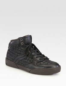 High-top profile fashioned in a smooth, intricately woven design.Leather upperPadded insoleRubber soleMade in Italy