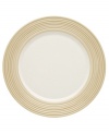 This charming porcelain accent plate features a seven-ringed border. Mix and match with other Tin Can Alley Khaki pieces for a subtly varied table setting. Qualifies for Rebate