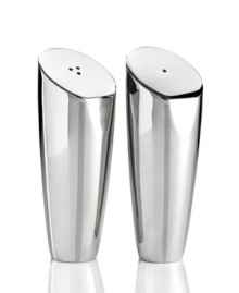 Luxe materials shine in these minimalist salt and pepper shakers from Hotel Collection serveware, featuring polished stainless steel in a chic, modern silhouette.