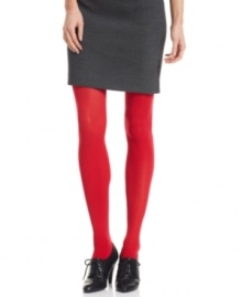 Amp up your everyday look with a pop of bold color with these opaque tights from HUE. Pair them with skirts or dresses for a dramatic deskside to dinner date style.