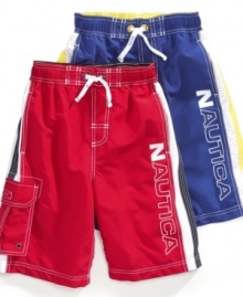 These swim trunks from Nautica are perfect for the beach this summer, and with a secure cargo pocket, he won't have to worry about losing his valuables to the cruel sea.