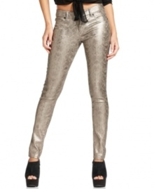 Boasting a slick finish and the season's favorite print (snakeskin!), these skinny jeans from Tinseltown are trend-hot!