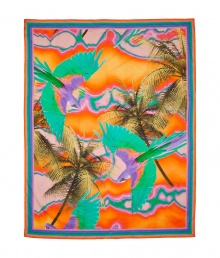 Luxe sarong in ultra-fine, patterned orange cotton - A colorfully cool accessory from British cult label Matthew Williamson - Vibrant, psychedelic tropical print in lush shades of orange, green and pink - Oversize rectangular shape perfect for tying across the body or around the waist - A must for your next vacation or beach getaway - Style with a bikini or maillot and sandals