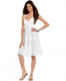 Crochet trim, soft slub-knit fabric and an ultra-flattering silhouette -- all the best elements of summer dressing come together in INC's sexy sundress!