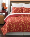 On fire. In fiery red and orange hues, this Chamberley quilt from Martha Stewart Collection exudes autumnal beauty with a luscious landscape of fall foliage.