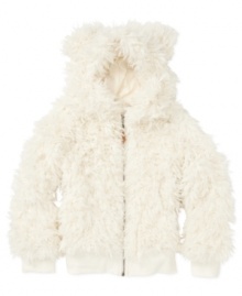 She'll be cozy, snug, and warm in this adorably cute hooded sherpa jacket by Roxy.