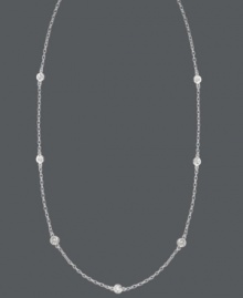 Sparkle by the inch. 11 stations of round-cut cubic zirconias (1-1/10 ct. t.w.) adorn B. Brilliant's lovely sterling silver necklace. Approximate length: 36 inches.