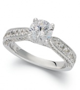 Make your engagement magical This stunning My Diamond Story Engagement ring shines with the addition of a round-cut diamond at center and rows of smaller round-cut diamonds at the shoulders (2 ct. t.w.). Set in 18k white gold. Each My Diamond Story ring comes in a signature box that includes a built-in USB cord to download personalized videos, pictures and music!