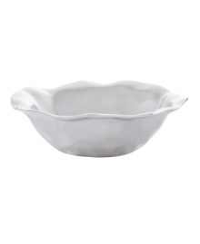 Pretty and polished, this Organics dip bowl from Lenox's collection of serveware and serving dishes combines a natural shape in bright aluminum with a playful ruffled edge. Qualifies for Rebate