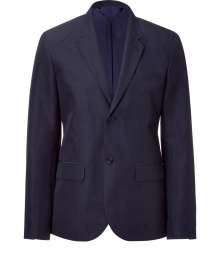 Amp up your workweek staples with this sophisticated blazer from Marc by Marc Jacobs - Narrow lapels, two-button closure, two flap pockets, back vent, slim fit - Pair with sleek trousers or jeans and a tee