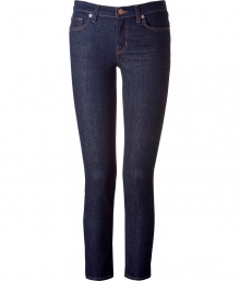 Theres always room for a sexy pair of skinny jeans, like this new style J Brand - Features a classic medium-blue wash with a hint of Spandex for the ultimate flattering fit -  Straight leg falls at cropped length - Perfect jeans for work or leisure when paired with a silk blouse and classic ballet flats, or worn concert tee and sandals