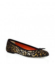 D&G Dolce & Gabbana add a sultry kick to the classic ballerina flat with a bold leopard print -Rounded toe, front bow detail, all-over print - Wear with a tie-neck blouse, full skirt, and a statement satchel