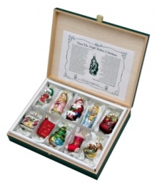 Inge-Glas of Germany has been producing mouth-blown, handcrafted glass ornaments for over 400 years. This deluxe 10-piece boxed set of ornaments showcases the generations-old craftsmanship that still thrives today.