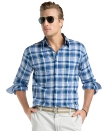 Are you a madras man? This button-front shirt from Izod has the right amount of classic cool to convert any naysayer.