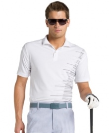 Avoid a mulligan! Get great golf style right the first time with this Izod shirt featuring moisture wicking and UPF 15 protection.