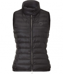 Lightweight and stylish, this quilted down Vest will keep you looking chic from season-to-season - Stand collar with snap detail, front zip closure, zip pockets, all-over quilt detail - Pair with jeans, wide leg trousers, or a mini-dress with ribbed tights