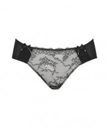 Turn up the heat in these ultra luxe briefs from Chantal Thomass - Lace front with solid side panels with ruching detail and bows - Wear under your favorite dress or alone for bedroom fun