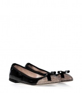 Inject ladylike style into your look with Valentinos sultry metal detailed bow flats - Softly pointed toe, metal detailed cap, patent leather bow - Wear with everything from pullovers and jeans to cocktail dresses and statement clutches