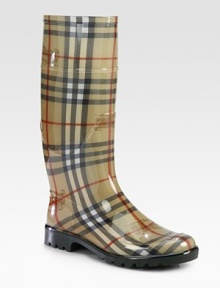 Brighten rainy days with this ultra-protective essential featuring the iconic Burberry check. Rubber heel, 1 (25mm)Shaft, 12½Leg circumference, 14¼Rubber upperPull-on styleJersey liningRubber solePadded insoleMade in Italy