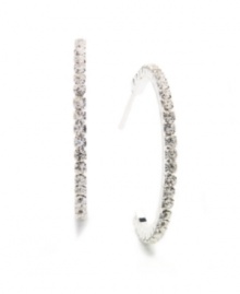 To the letter: The J hoop earrings from Charter Club are a perfect complement to virtually any outfit, whether casual or dressy. Made in silver tone mixed metal with dazzling glass accents. Approximate diameter: 1 inch.