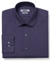 With a sleek microstripe, this DKNY slim-fit shirt rocks your work-week wardrobe.