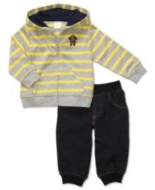 This Carter's hoodie and pants set is a cute and complete look he'll love to wear.